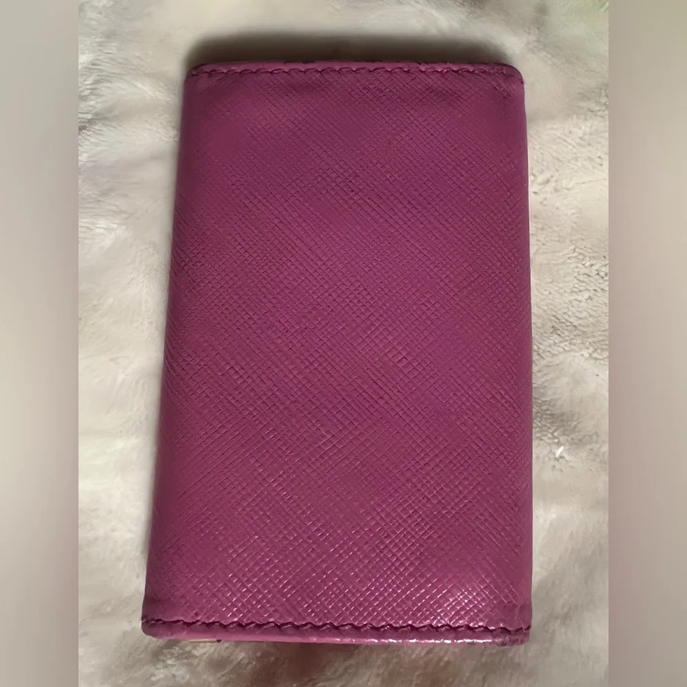 Salvatore Ferragamo Fuchsia Key Holder Case with Gold Detail